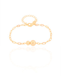 Pulseira Elos Bolas Lisas Banhado a Ouro 18K