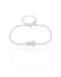 Pulseira Elos Bolas Lisas Ródio Branco