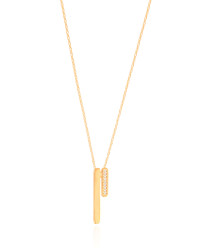 Gargantilha Elos Palitos Duplos Cravejado Cristal Banhado a Ouro 18K - 40 cm