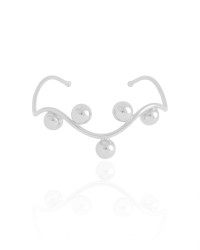 Bracelete Ondas Bolas Lisas Ródio Branco