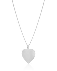 Gargantilha Veneziana Coração Flat Liso Ródio Branco - 45 cm