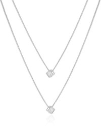 Gargantilha Dupla Quadrados Pontos de Luz Cirstal Ródio Branco