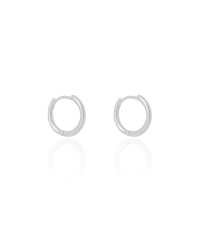 Brinco Argola Click Fio Liso 1.6 cm Ródio Branco