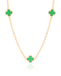 Choker Elos Trevos Tom Esmeralda 1.0 cm Banhado a Ouro 18K