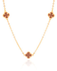 Choker Elos Trevos Tom Rubi 1.0 cm Banhado a Ouro 18K