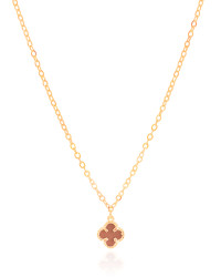 Gargantilha Elos Trevo Tom Rubi Banhado a Ouro 18K - 40 cm