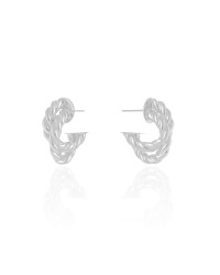 Brinco Argola Torcida Entrelaçada 2.3 cm Ródio Branco