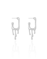 Brinco Argola Quadrada Lisa Derretida 3.5 cm Ródio Branco