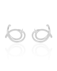 Ear Cuff Entrelaçado Liso 2.5 cm Ródio Branco
