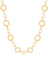 Gargantilha Elos Redondos Detalhados 1.3 Cm Banhado a Ouro 18K - 40 cm