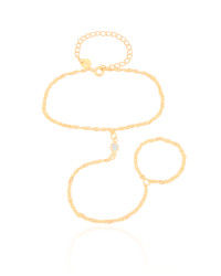 Pulseira Hand Chain Singapura 2 mm Banhado a Ouro 18K