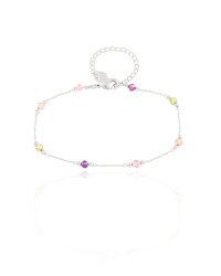 Pulseira Elos Cristais Coloridos Ródio Branco