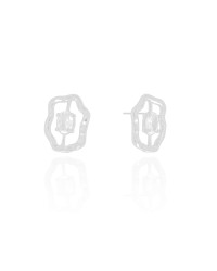 Brinco Orgânico Ponto de Luz Oval Cristal Ródio Branco