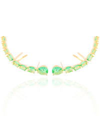 Ear Cuff Pontos de Luz Ovais Turmalina Cravejado Cristal Banhado a Ouro 18K