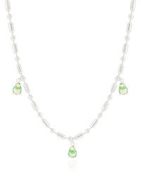 Gargantilha Gomos Gotas Turmalina Ródio Branco - 40 cm