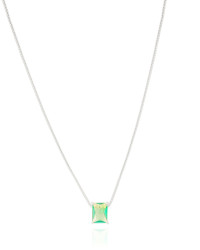 Gargantilha Pingente Retangular Turmalina Ródio Branco - 45 cm