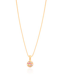 Gargantilha Veneziana Pingente Redondo Colorido Banhado a Ouro 18K - 45 cm