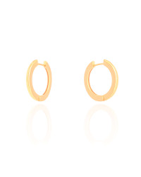 Brinco Argola Click Achatada Lisa 2.1 cm Banhado a Ouro 18K