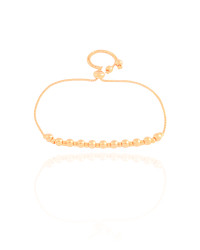 Pulseira Bolinhas Lisas Fecho Gravata Banhado a Ouro 18K