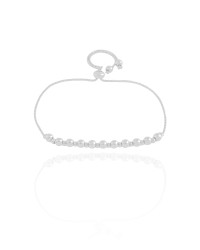 Pulseira Bolinhas Lisas Fecho Gravata Ródio Branco