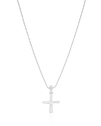 Gargantilha Veneziana Cruz Baguetes Cristal Ródio Branco - 45 cm