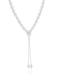 Gargantilha Gravata Bolinhas Lisas Ródio Branco - 50 cm