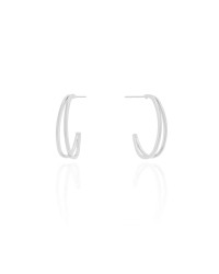 Brinco Argola Dois Filetes Lisos 2.1 cm Ródio Branco