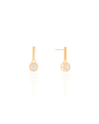 Brinco Palito Tubo Ponto de Luz Cristal Banhado a Ouro 18K