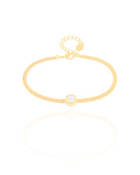 Pulseira Veneziana Dupla Ponto de Luz Cristal Banhado a Ouro 18K