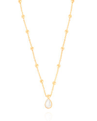 Gargantilha Elos Bolinhas Gota Cristal Banhado a Ouro 18K - 40 cm