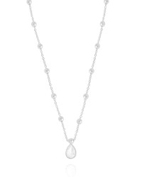 Gargantilha Elos Bolinhas Gota Cristal Ródio Branco - 40 cm