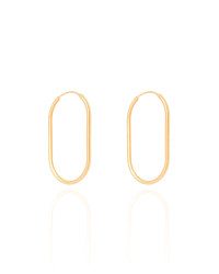 Brinco Argola Encaixe Fio Oval 3.1 cm Banhado a Ouro 18K