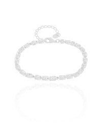 Pulseira Elos Quadrados 4 mm Ródio Branco