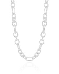 Choker Elos Ovais 8 mm Ródio Branco