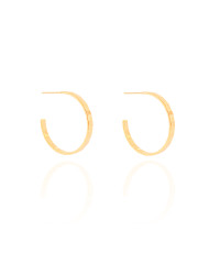 Brinco Argola Reta Esteira Texturizada 2.4 cm Banhado a Ouro 18K