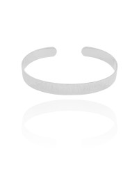 Bracelete Riscado Texturizado 7 mm Ródio Branco