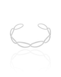 Bracelete Elíptico 9 mm Ródio Branco