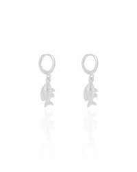 Brinco Argola Click Peixe 3.0 cm Ródio Branco