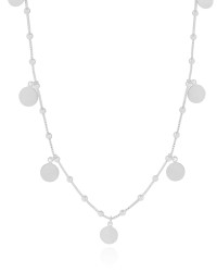 Choker Bolinhas e Medalhas Lisas Ródio Branco