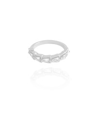 Anel Baguetes Cristal Tamanho 15 Ródio Branco