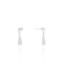 Brinco Orgânico Liso 2.2 cm Ródio Branco