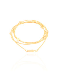 Pulseira Corda de Violão Corações Banhado a Ouro 18K