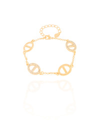 Pulseira Elos Cravejados Cristal Banhado a Ouro 18K