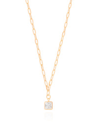 Gargantilha Elos Ponto de Luz Quadrado Cristal Banhado a Ouro 18K - 40 cm