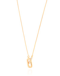 Gargantilha Veneziana Elos Ovais Cravejado Cristal Banhado a Ouro 18K - 45 cm