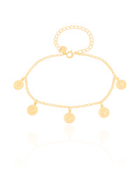 Pulseira Elos Medalhas Lira Banhado a Ouro 18K