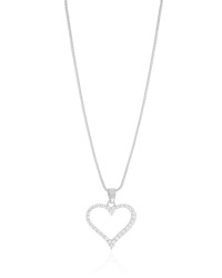 Gargantilha Veneziana Coração Cravejado Cristal Ródio Branco - 45 cm