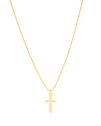 Gargantilha Veneziana Cruz Ponto de Luz Cristal Banhado a Ouro 18K - 40 cm