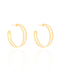 Brinco Argola Vazada Lisa 3.0 cm Banhado a Ouro 18K