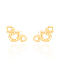 Ear Cuff Orgânico Vazado Liso Banhado a Ouro 18K